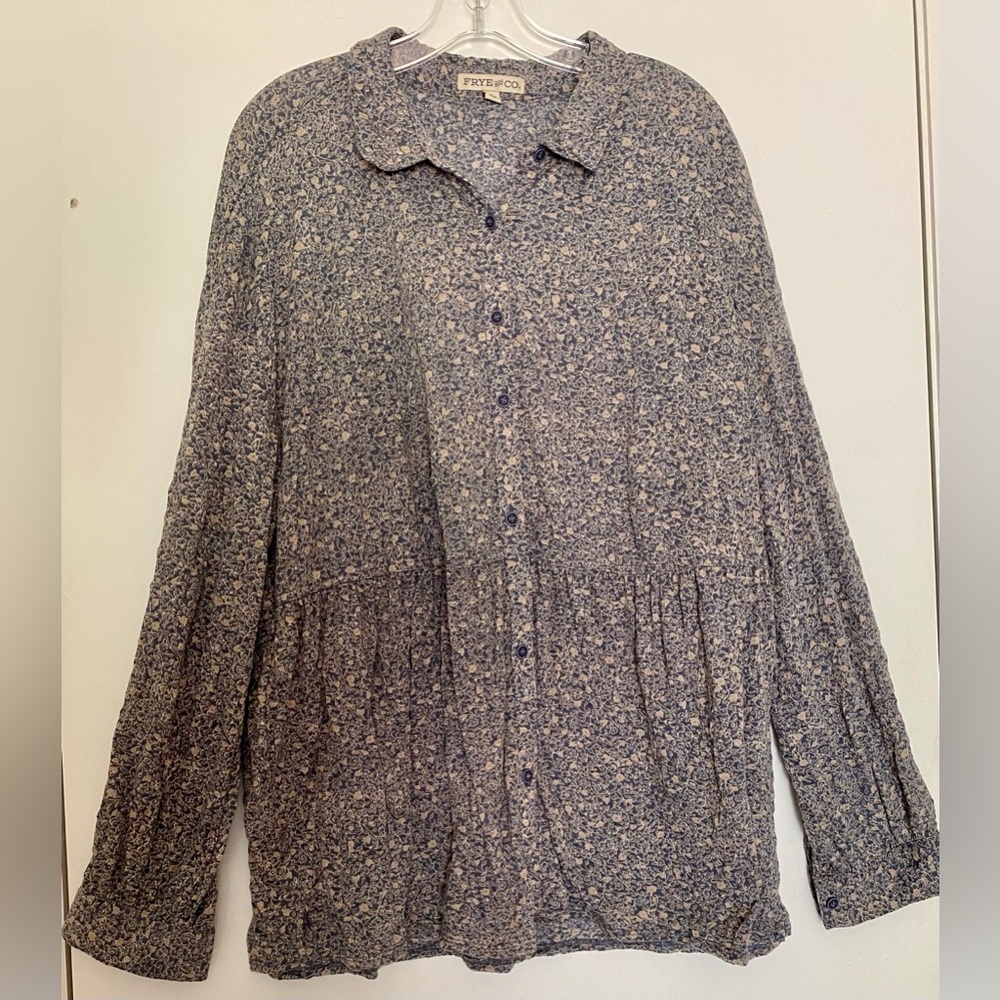 Frye & Co Monica Floral Boho Long Sleeve Peplum Top Size Extra Large XL